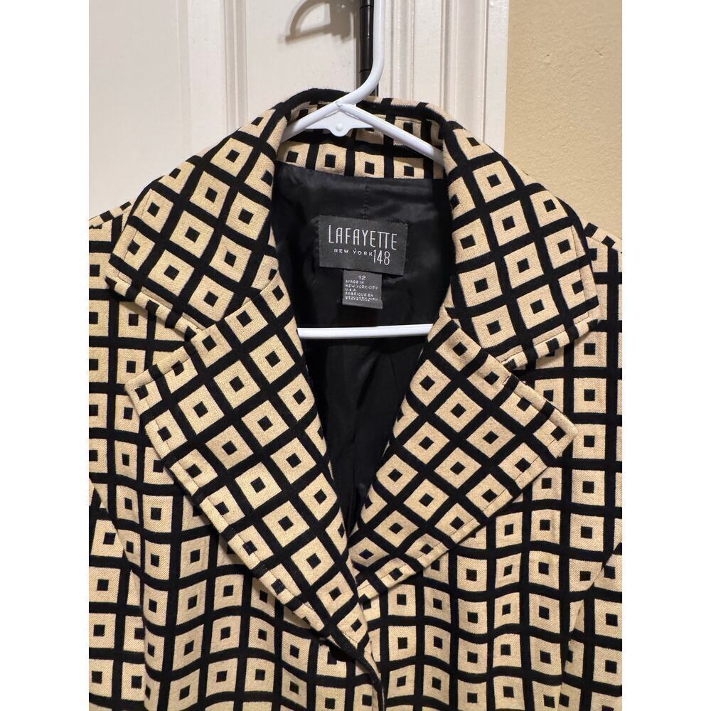Lafayette 148 New York Women’s Work Dress Blazer Jacket Cream Black Buttons 12 - Picture 2 of 12